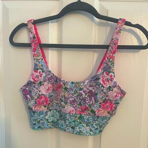 Beach Riot Sports Bra Top Waterfall Peony